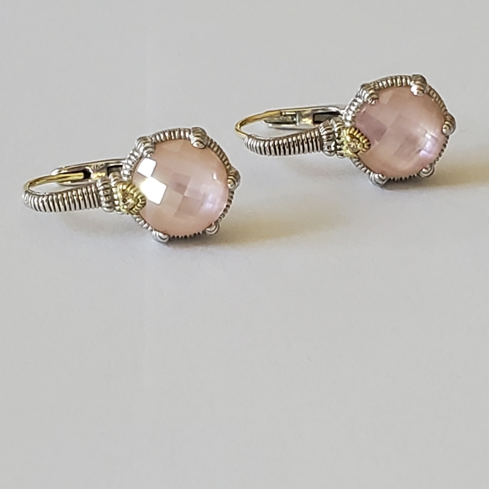 Judith Ripka Pink Quartz Drop Earrings - Picture 2 of 6